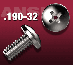 Side view and top view of 10-32 Phillips pan head screws