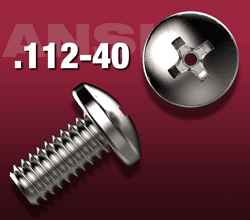 4-40 Side view and top view of Phillips pan head screws