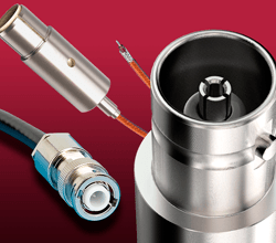 Close up of MHV coaxial cable and connector to connector air cable and UHV cable