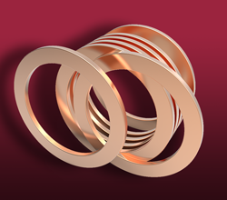 Stack of seven Conflat copper gaskets