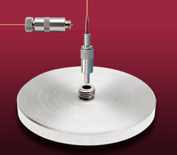 Fiber Optic Polishing Puck with two Bare Fiber Holders