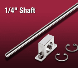 1/4" Motion and Manipulation Accessories 1/4" precision ground shaft stock and aluminum radial bearing mount
