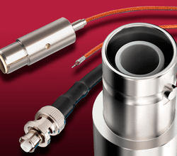 Close up of SHV-5 coaxial cable and connector to connector air cable and UHV cable