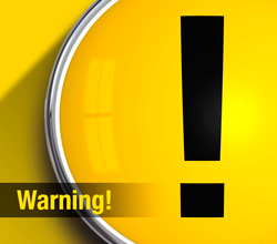 Large black exclamation point on a yellow background