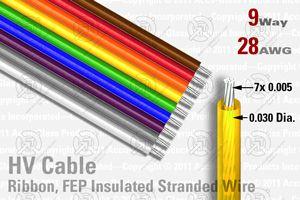 9 Way, Extruded FEP Insulated Ribbon Cable (Rainbow)